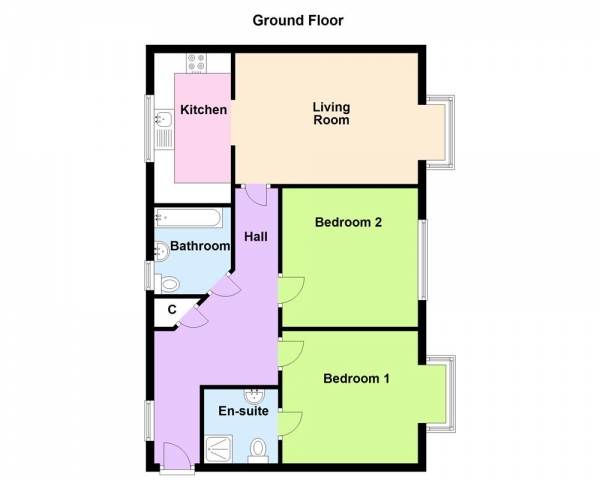 Floor Plan for 2 Bedroom Apartment for Sale in Northcroft Way, Erdington, Birmingham, B23 6GE, Erdington, B23, 6GE - OIRO &pound140,000