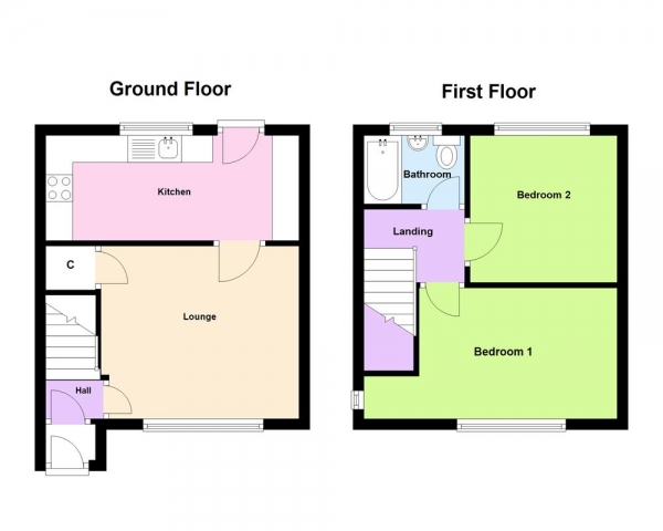 Floor Plan Image for 2 Bedroom End of Terrace House for Sale in Cossington Road, Erdington. Birmingham, B23 5ET