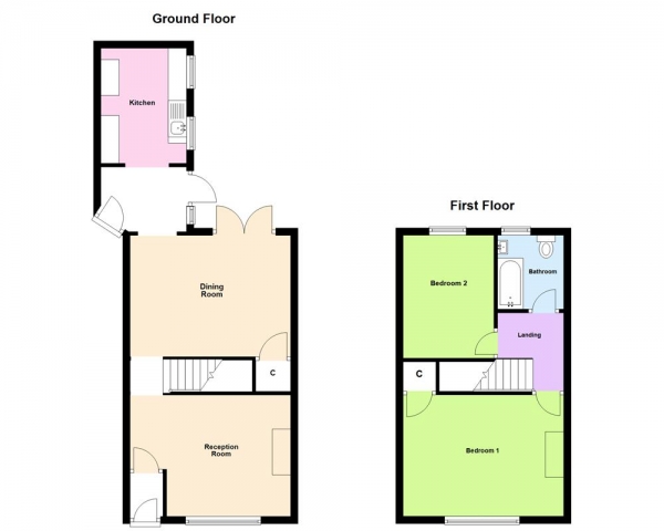 Floor Plan Image for 2 Bedroom End of Terrace House for Sale in Spring Hill, Erdington, Birmingham, B24 9AE