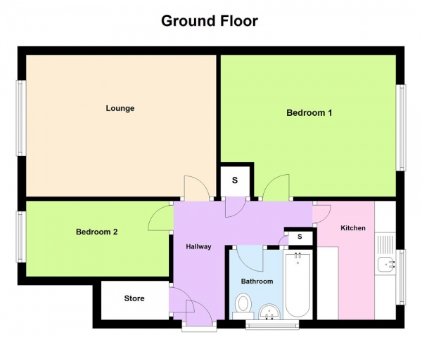 Floor Plan for 2 Bedroom Maisonette for Sale in Ivyfield Road, Birmingham, B23, 7HR - OIRO &pound130,000