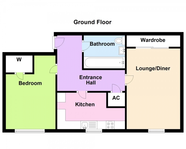 Floor Plan for 1 Bedroom Apartment for Sale in Bellingham Court, Gravelly Hill, Erdington, Birmingham, B23 7PJ, Erdington, B23, 7PJ - OIRO &pound100,000