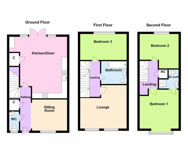 Floor Plan for 3 Bedroom Terraced House for Sale in Canterbury Close, Erdington, Birmingham, B23 7QL, Erdington, B23, 7QL - OIRO &pound277,500