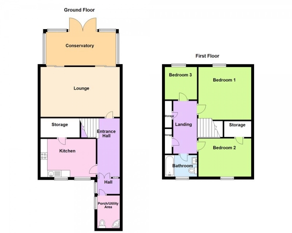 Floor Plan Image for 3 Bedroom Terraced House for Sale in Heyford Way, Castle Vale, Birmingham B35 6HY