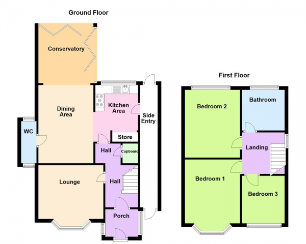 Floor Plan for 3 Bedroom Detached House for Sale in Chester Road, Erdington, Birmingham, B24 0ED, Erdington, B24, 0ED - OIRO &pound389,950