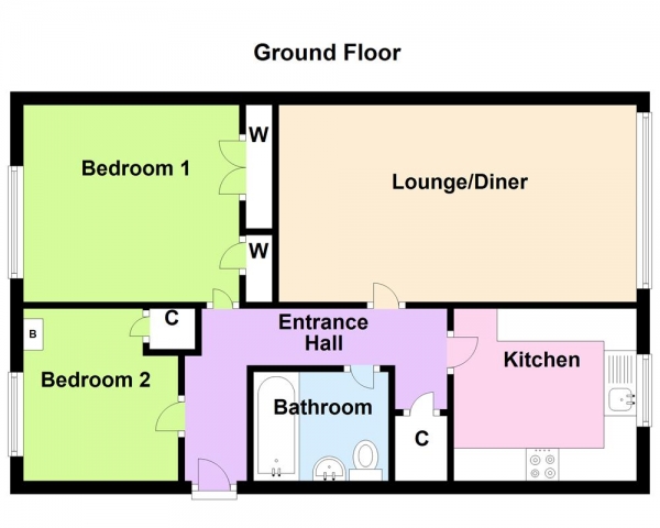 Floor Plan Image for 2 Bedroom Ground Maisonette for Sale in Lakeside Walk, Erdington, Birmingham, B23 7YP