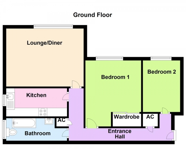 Floor Plan Image for 2 Bedroom Ground Flat for Sale in Parkfield House, Gravelly Hill, Erdington, Birmingham, B23 7NR