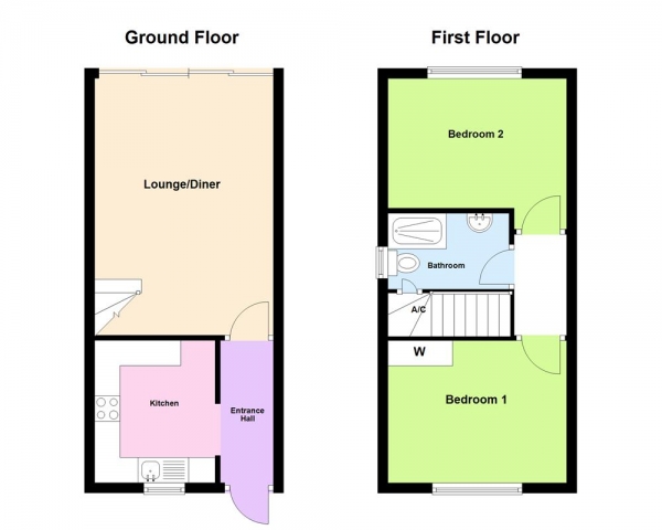 Floor Plan Image for 2 Bedroom Semi-Detached House for Sale in Brueton Drive, Erdington, Birmingham, B24 9BQ