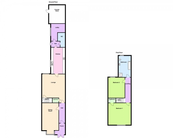 Floor Plan for 2 Bedroom Terraced House for Sale in Somerset Road, Erdington, Birmingham, B23 6NQ, Erdington, B23, 6NQ - OIRO &pound230,000