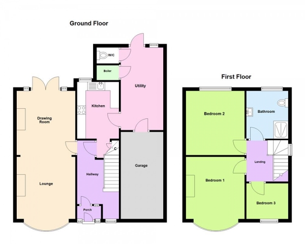 Floor Plan for 3 Bedroom Semi-Detached House for Sale in Beeches Drive, Birmingham, Erdington, B24, 0DT - OIRO &pound389,950