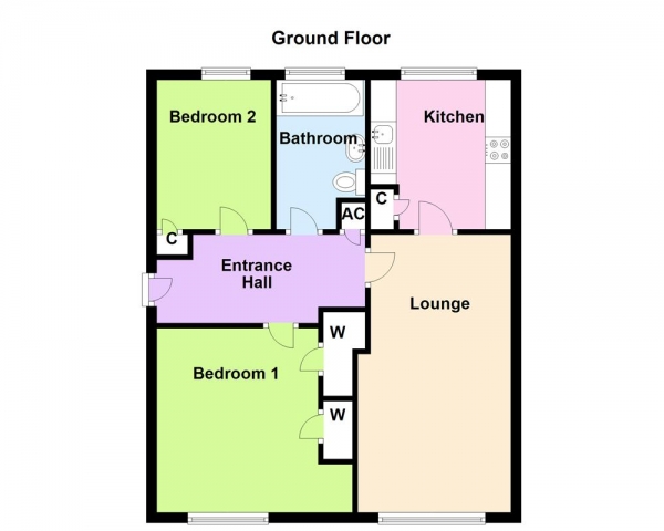 Floor Plan for 2 Bedroom Apartment for Sale in Severn Court, Alwynn Walk, Erdington, Birmingham, B23 7YY, B23, 7YY - OIRO &pound119,995