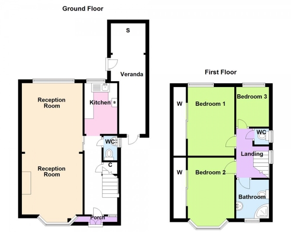 Floor Plan Image for 3 Bedroom Semi-Detached House for Sale in Bleak Hill Road, Erdington, Birmingham, B23 7BT