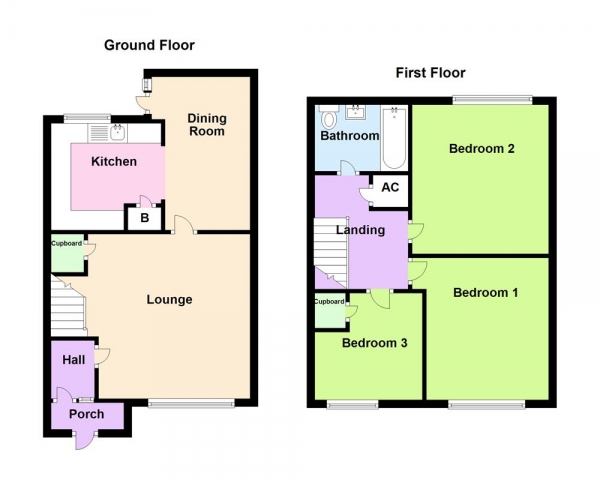 Floor Plan Image for 3 Bedroom Terraced House for Sale in Lydd Croft, Castle Vale, Birmingham, B35 6PW