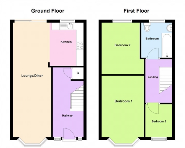 Floor Plan for 3 Bedroom Semi-Detached House for Sale in Rutherford Road, Erdington, Birmingham, B23 5JU, Erdington, B23, 5JU - OIRO &pound260,000