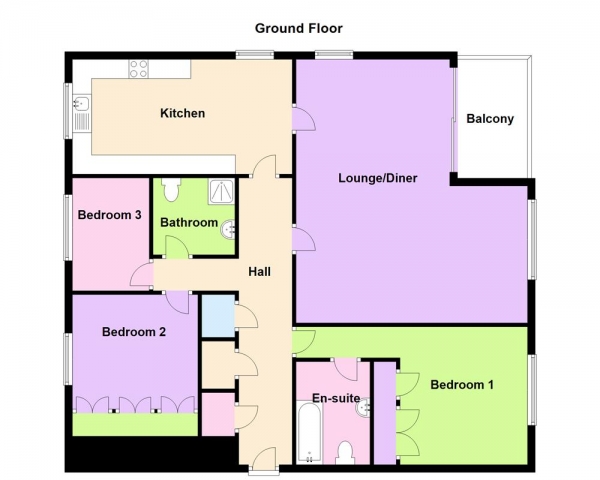 Floor Plan Image for 3 Bedroom Apartment for Sale in Lakeside, Little Aston, B74 3BJ