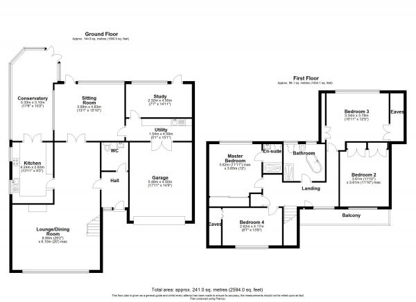 Floor Plan for 4 Bedroom Detached House for Sale in Thornhill Road, Streetly, Sutton Coldfield, B74, 2ED -  &pound850,000