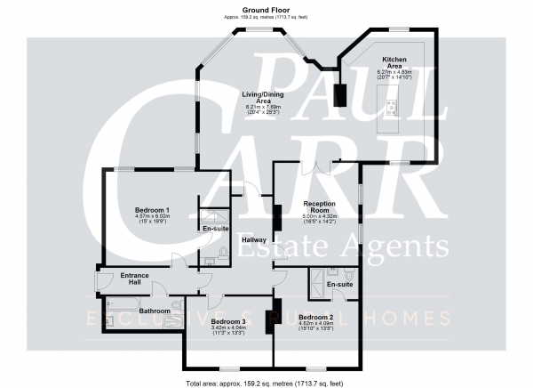 Floor Plan Image for 3 Bedroom Apartment for Sale in Plot 5, Packington Hall, Lady Walk, Whittington Heath WS14 9PN