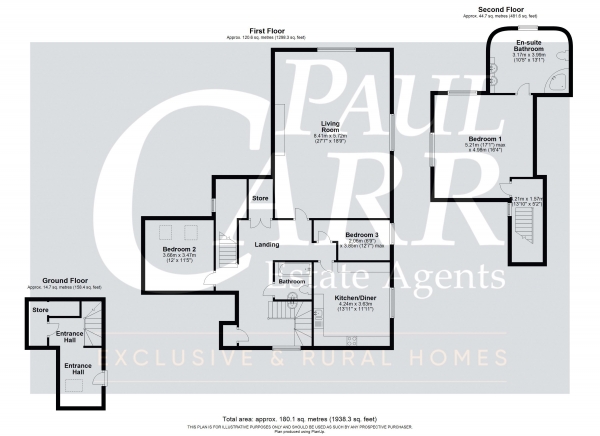 Floor Plan for 3 Bedroom Apartment for Sale in Main Street, Shenstone, Lichfield, WS14 0NF, Shenstone, WS14, 0NF - OIRO &pound500,000