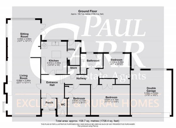 Floor Plan Image for 3 Bedroom Detached Bungalow for Sale in Clarry Drive, Four Oaks Estate, B74 2RA