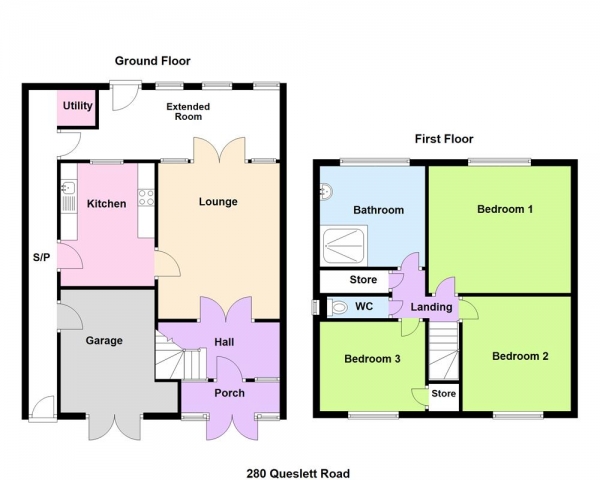 Floor Plan Image for 3 Bedroom Semi-Detached House for Sale in Queslett Road, Great Barr, Birmingham B43 7EX