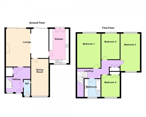 Floor Plan Image for 4 Bedroom End of Terrace House for Sale in Constable Close, Great Barr, Birmingham, B43 7HW