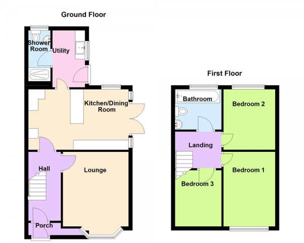 Floor Plan Image for 3 Bedroom End of Terrace House for Sale in Greenaway Close, Great Barr, Birmingham B43 7HT