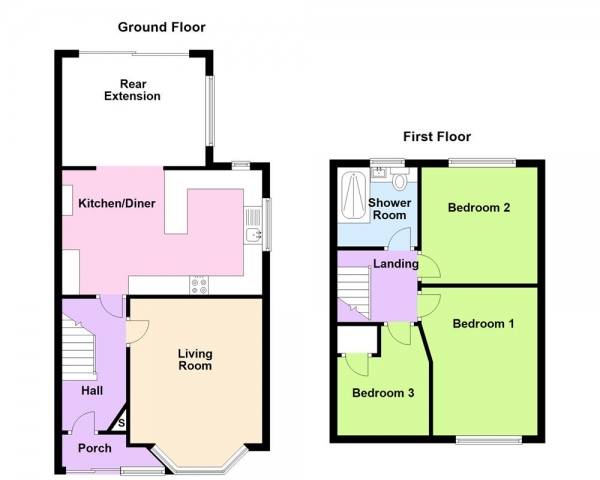 Floor Plan Image for 3 Bedroom Semi-Detached House for Sale in Cattermole Grove, Great Barr, Birmingham, B43 7EH