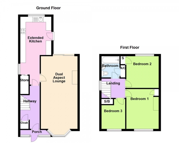 Floor Plan for 3 Bedroom Semi-Detached House for Sale in Hillingford Avenue, Great Barr, Birmingham B43 7HL, Great Barr, B43, 7HL -  &pound240,000