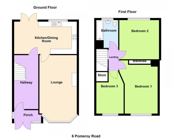 Floor Plan Image for 3 Bedroom Semi-Detached House for Sale in Pomeroy Road, Great Barr, Birmingham B43 7LJ