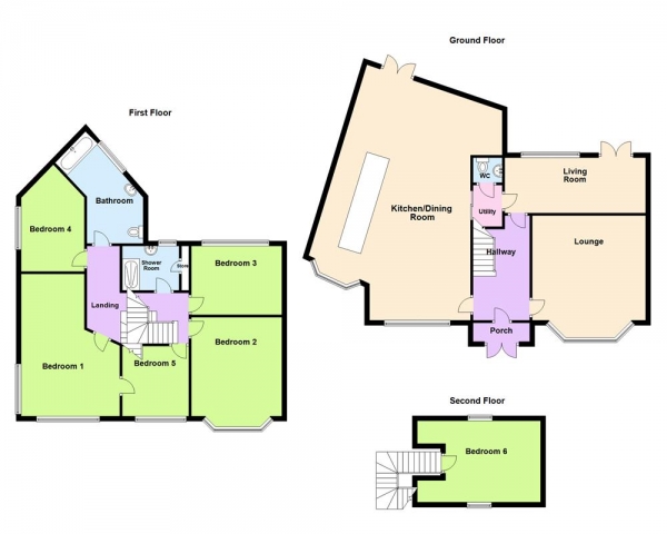 Floor Plan Image for 6 Bedroom Semi-Detached House for Sale in Hillingford Avenue, Great Barr, Birmingham B43 7JX