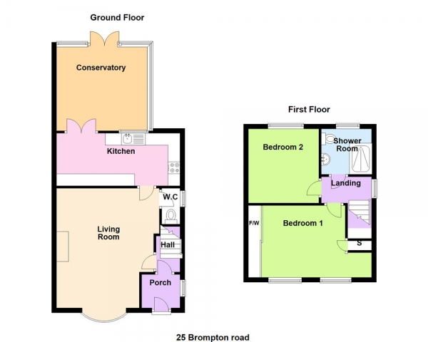 Floor Plan Image for 2 Bedroom End of Terrace House for Sale in Brompton Road. Great Barr, Birmingham, B44 9PL