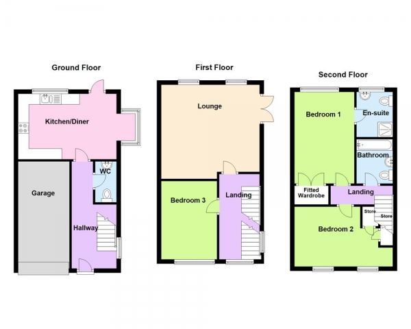 Floor Plan Image for 3 Bedroom End of Terrace House for Sale in Ferney Hills Close,  Great Barr, Birmingham B43 7DP