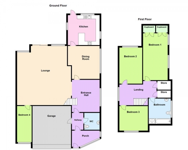 Floor Plan Image for 4 Bedroom Detached House for Sale in Boscobel Road, Great Barr, Birmingham. B43 6BB