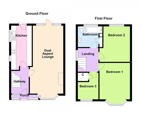 Floor Plan Image for 3 Bedroom Semi-Detached House for Sale in Romney Way, Great Barr, Birmingham B43 7UT