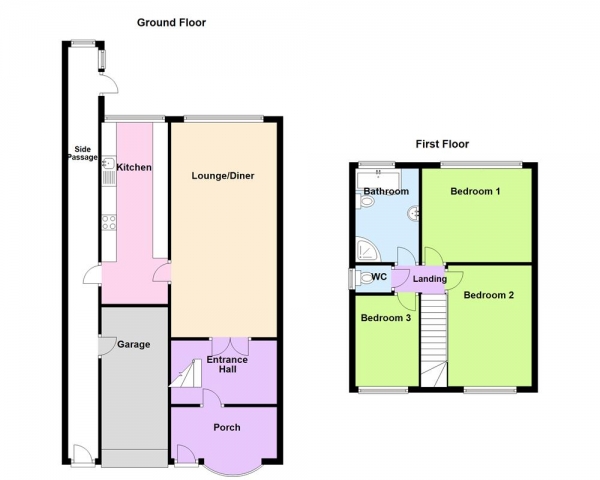 Floor Plan Image for 3 Bedroom Semi-Detached House for Sale in Stonehurst Road, Great Barr, Birmingham, B43 7RA
