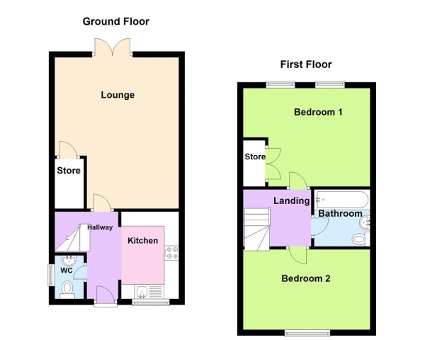 Floor Plan Image for 2 Bedroom Semi-Detached House for Sale in Booths Lane, Great Barr, Birmingham B42 2AA
