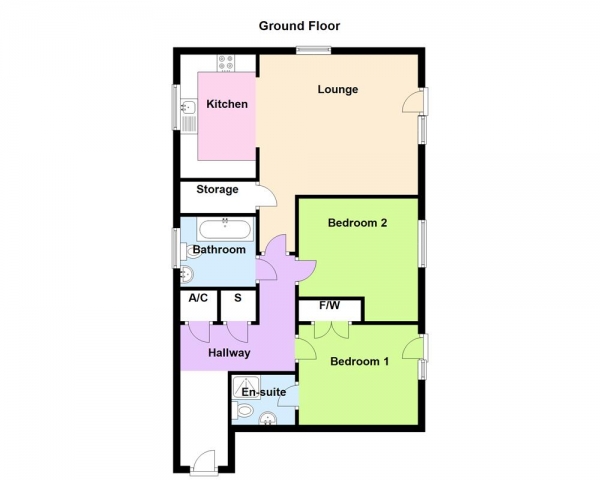 Floor Plan Image for 2 Bedroom Apartment for Sale in Horseshoe Crescent, Great Barr, Birmingham, B43 7BQ