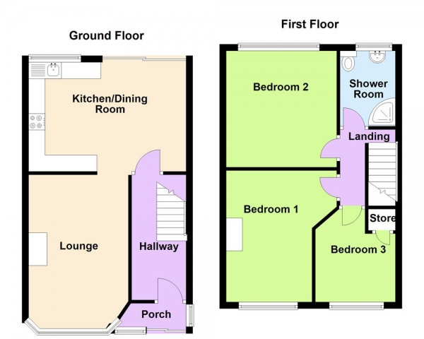 Floor Plan Image for 3 Bedroom Terraced House for Sale in Tyndale Crescent, Great Barr, Birmingham B43 7NR