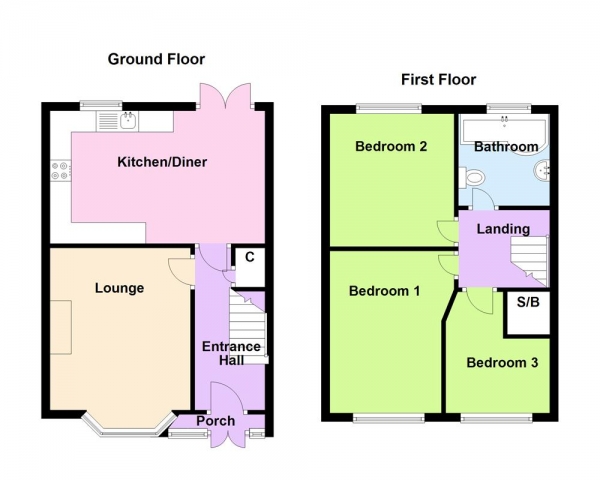 Floor Plan Image for 3 Bedroom Semi-Detached House for Sale in Tyndale Crescent, Great Barr, Birmingham B43 7HU