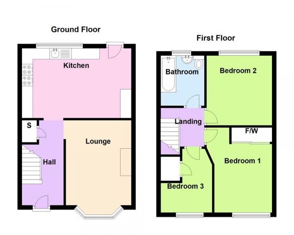 Floor Plan Image for 3 Bedroom End of Terrace House for Sale in Thornbridge Avenue, Great Barr, Birmingham B42 2AQ