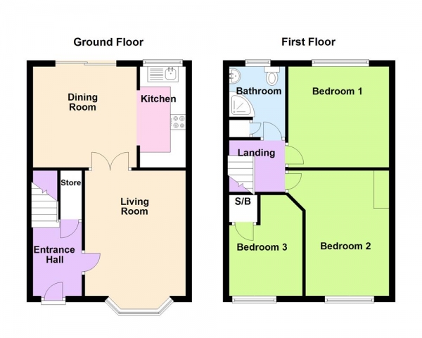 Floor Plan Image for 3 Bedroom End of Terrace House for Sale in Tyndale Crescent, Great Barr, Birmingham B43 7NR