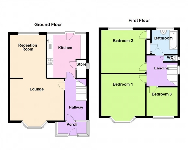 Floor Plan Image for 3 Bedroom Semi-Detached House for Sale in Romney Way, Great Barr, Birmingham B43 7UT