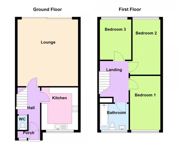 Floor Plan Image for 3 Bedroom Terraced House for Sale in Beeches Road, Great Barr, Birmingham, B42 2HN