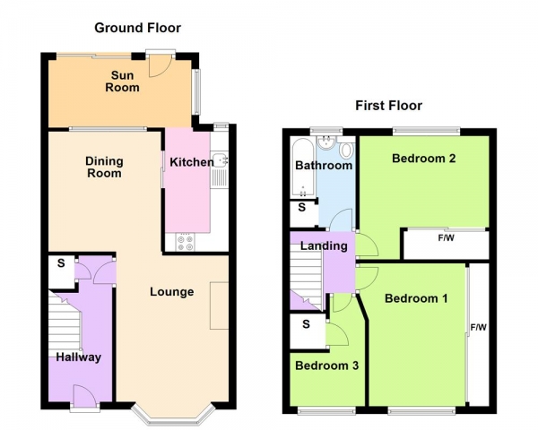 Floor Plan Image for 3 Bedroom Terraced House for Sale in Thornbridge Avenue, Great Barr, Birmingham B42 2AQ