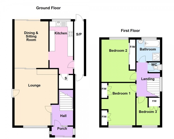 Floor Plan Image for 3 Bedroom Semi-Detached House for Sale in Malthouse Lane, Great Barr, Birmingham B42 2JX