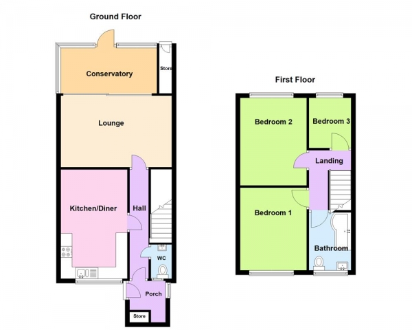 Floor Plan Image for 3 Bedroom End of Terrace House for Sale in Shady Lane, Great Barr, Birmingham B44 9ED