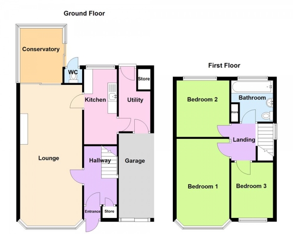 Floor Plan Image for 3 Bedroom Semi-Detached House for Sale in Clausen Close, Great Barr, Birmingham  B43 7UD