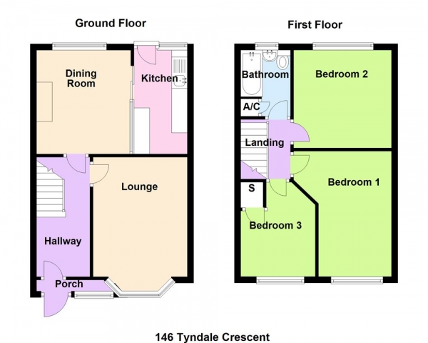 Floor Plan Image for 3 Bedroom Property for Sale in Tyndale Crescent, Great Barr, Birmingham B43 7NR