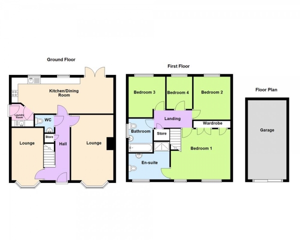 Floor Plan Image for 4 Bedroom Detached House for Sale in Booths Lane, Great Barr, Birmingham B42 2RD