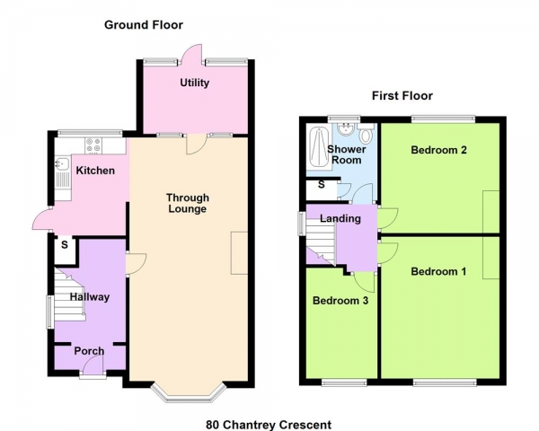 Floor Plan Image for 3 Bedroom Semi-Detached House for Sale in Chantrey Crescent, Great Barr, Birmingham B43 7PB