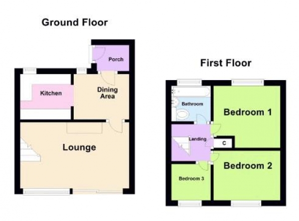 Floor Plan Image for 3 Bedroom Terraced House for Sale in Ramillies Crescent, Great Wyrley, WS6 6JQ